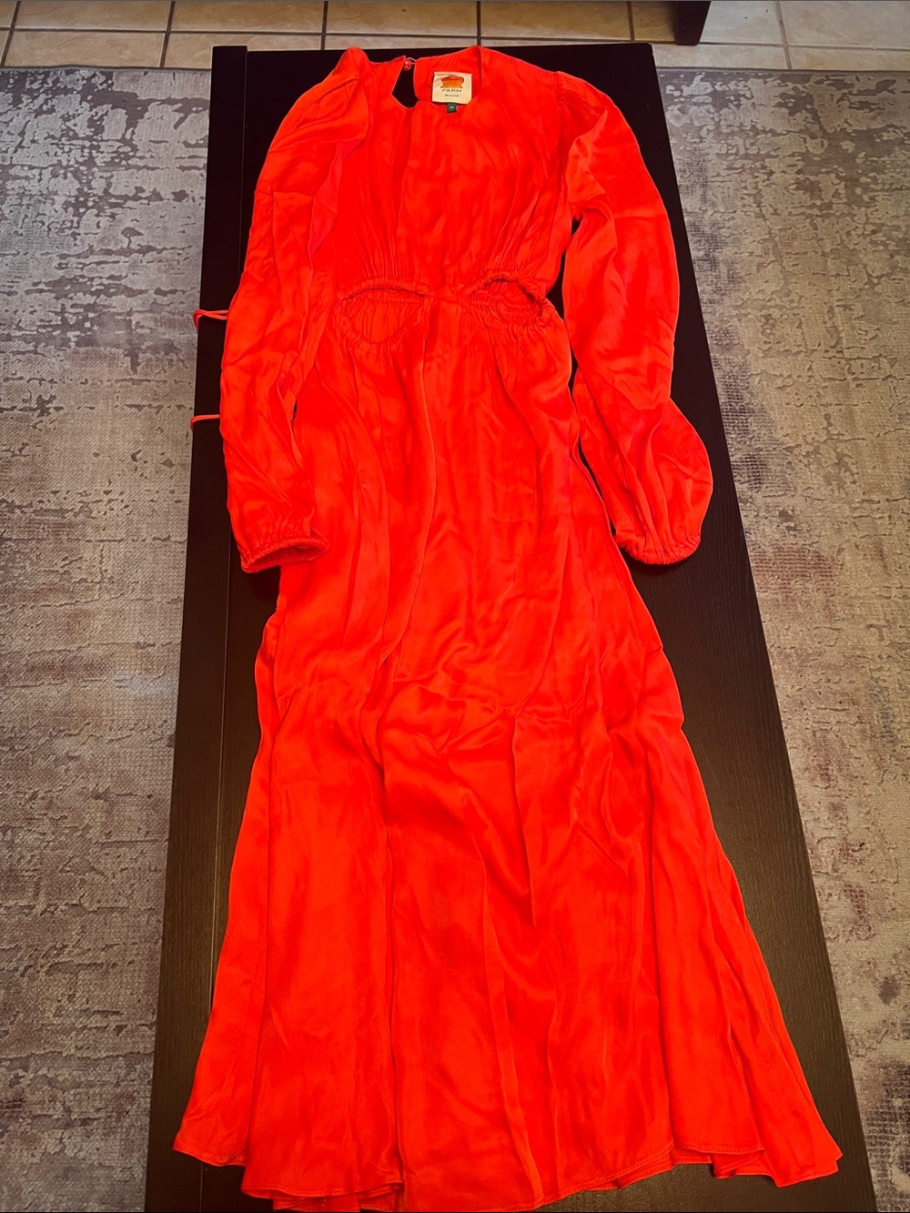 FARM Rio Vivid Orange Long-Sleeve Maxi Dress